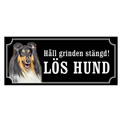 Collie trefärgad gammaldags stil emaljskylt hund