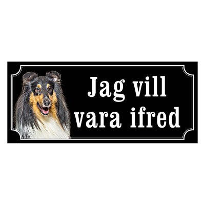 Collie trefärgad gammaldags stil emaljskylt hund