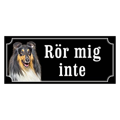 Collie trefärgad gammaldags stil emaljskylt hund