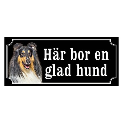 Collie trefärgad gammaldags stil emaljskylt hund