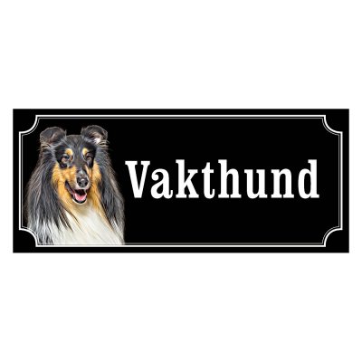 Collie trefärgad gammaldags stil emaljskylt hund