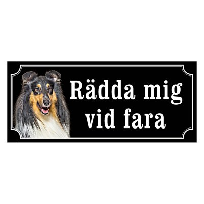 Collie trefärgad gammaldags stil emaljskylt hund