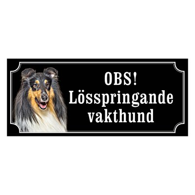Collie trefärgad gammaldags stil emaljskylt hund