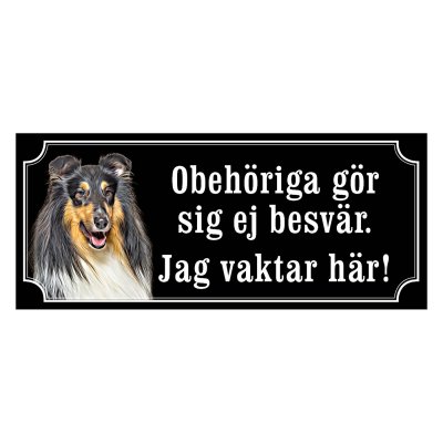 Collie trefärgad gammaldags stil emaljskylt hund