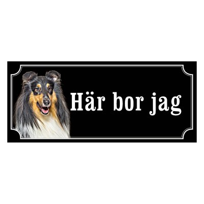 Collie trefärgad gammaldags stil emaljskylt hund