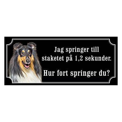 Collie trefärgad gammaldags stil emaljskylt hund