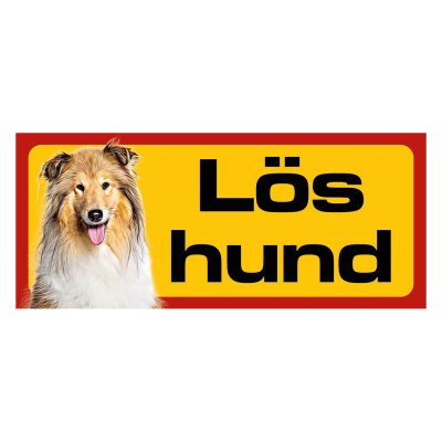 Röd/gul hundskylt, Collie långhårig hundskyltar, hundskyltar