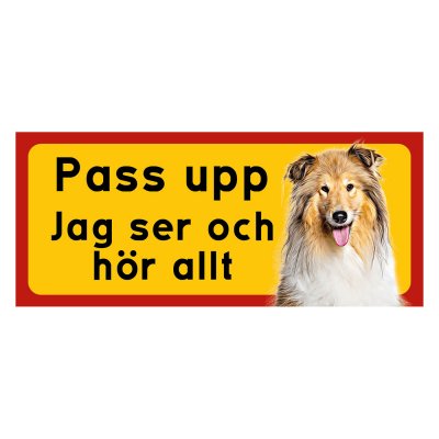 Röd/gul hundskylt, Collie långhårig hundskyltar, hundskyltar