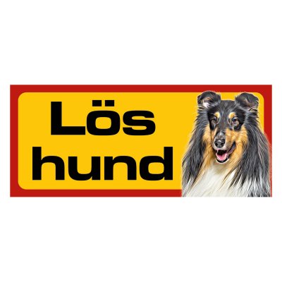 Röd/gul hundskylt, Collie långhårig hundskyltar, hundskyltar