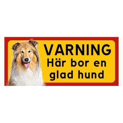 Röd/gul hundskylt, Collie långhårig hundskyltar, hundskyltar