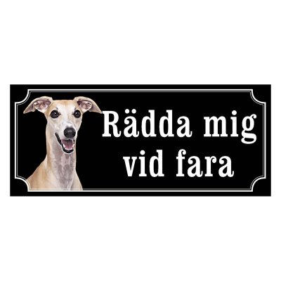 Whippet fawn, hundskylt, skylt hund,