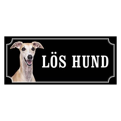 Whippet fawn, hundskylt, skylt hund,