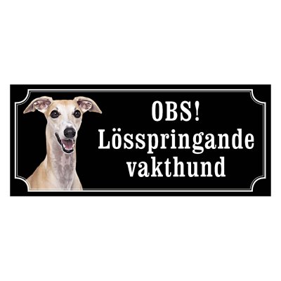 Whippet fawn, hundskylt, skylt hund,