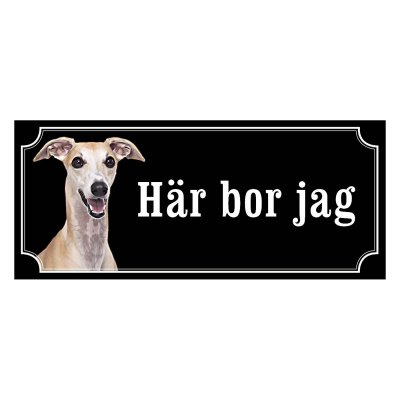 Whippet fawn, hundskylt, skylt hund,
