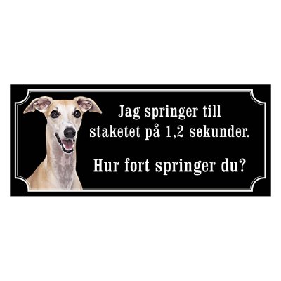Whippet fawn, hundskylt, skylt hund,