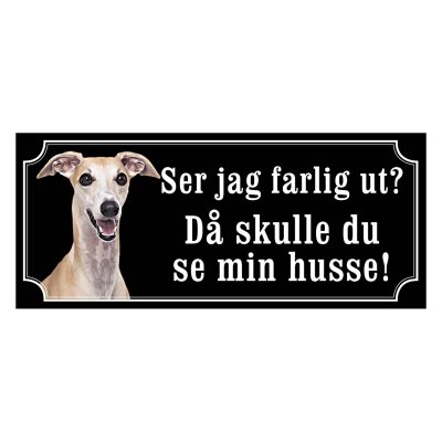 Whippet fawn, hundskylt, skylt hund,