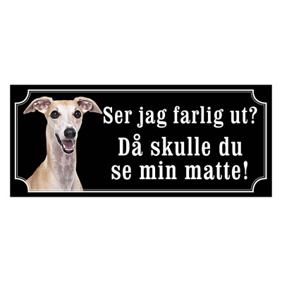 Whippet fawn, hundskylt, skylt hund,