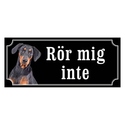 Pinscher, hundskylt, skylt hund,