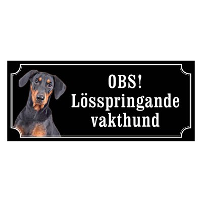 Pinscher, hundskylt, skylt hund,