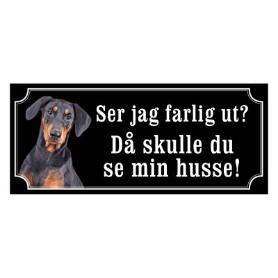 Pinscher, hundskylt, skylt hund,