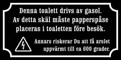 Toalettskylt, 200x100 mm, svart/vit