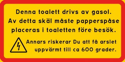 Toalettskylt, 200x100 mm, röd/gul