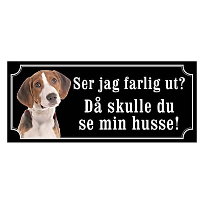 Hamiltonstövare, hundskylt, skylt hund