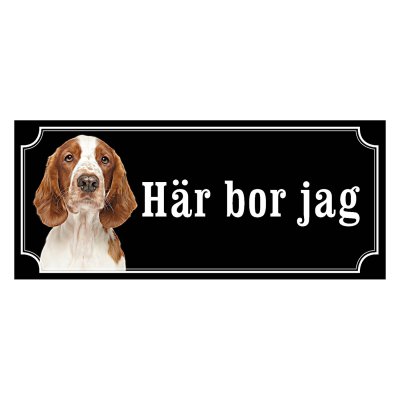 Welsh springer spaniel, hundskylt, skylt hund