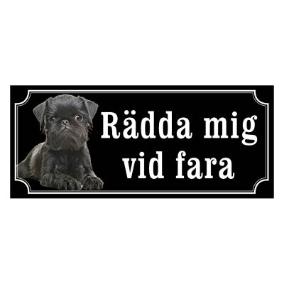 Griffon hundskylt, svart gammaldags stil