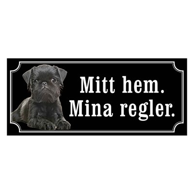 Griffon hundskylt, svart gammaldags stil