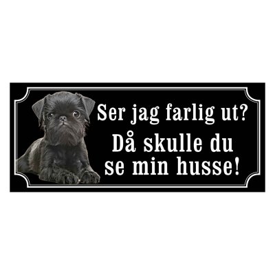 Griffon hundskylt, svart gammaldags stil