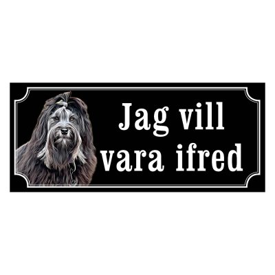 Löwchen svart/vit hundskyltar, gammaldags stil