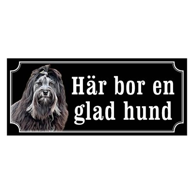 Löwchen svart/vit hundskyltar, gammaldags stil