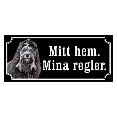 Löwchen svart/vit hundskyltar, gammaldags stil