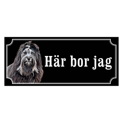 Löwchen svart/vit hundskyltar, gammaldags stil