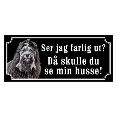 Löwchen svart/vit hundskyltar, gammaldags stil