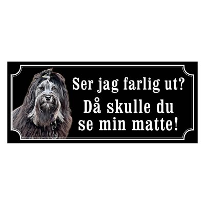 Löwchen svart/vit hundskyltar, gammaldags stil