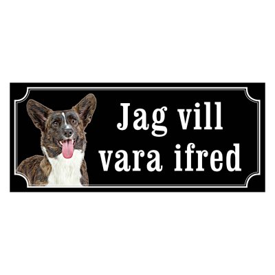 Welsh corgi cardigan i färgen brindle, hundskylt