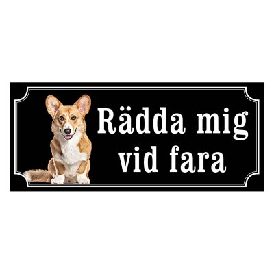 Corgi cardigan röd/vit hundskylt