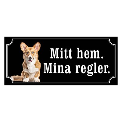 Corgi cardigan röd/vit hundskylt