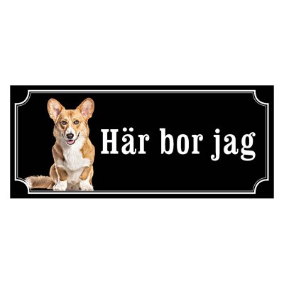 Corgi cardigan röd/vit hundskylt