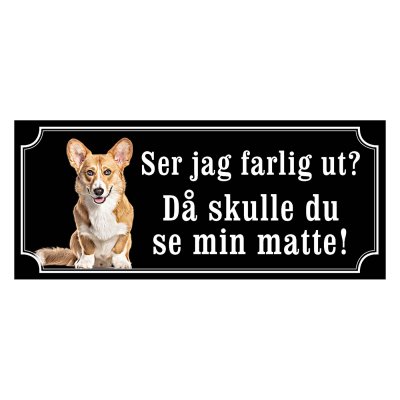 Corgi cardigan röd/vit hundskylt