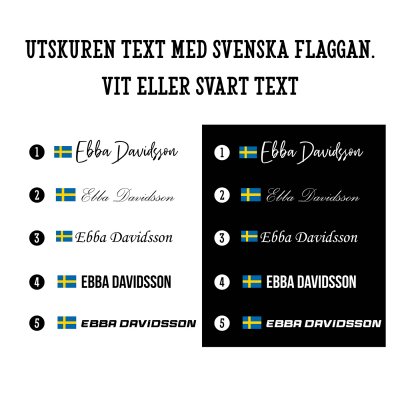 namn klistermärke med svensk flagga till buss transport hästtransport crossbuss eller annan tävlingsfordon