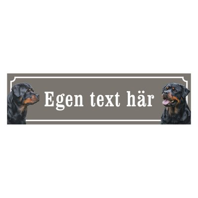Finaste hundskylten i emalj gammaldags stil med två rottweilers och du kan skriva din egen text tex varning för hunden eller lös
