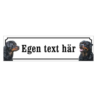 Finaste hundskylten i emalj gammaldags stil med två rottweilers och du kan skriva din egen text tex varning för hunden eller lös