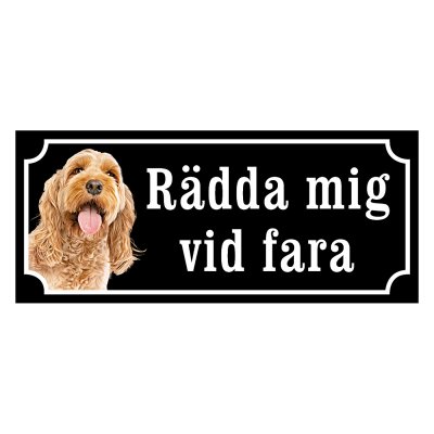 fin skylt cockerpoo gammaldags stil hundskylt emaljskylt hund