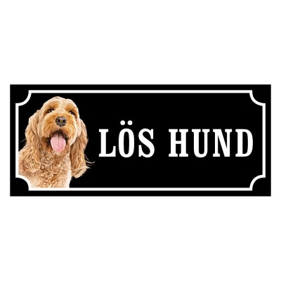 fin skylt cockerpoo gammaldags stil hundskylt emaljskylt hund