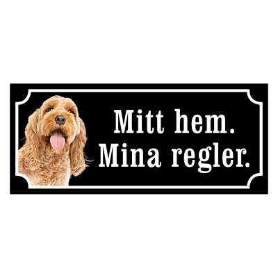 fin skylt cockerpoo gammaldags stil hundskylt emaljskylt hund