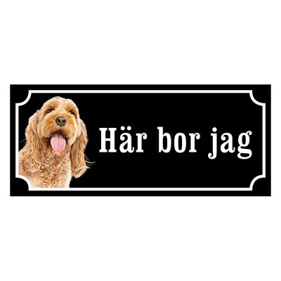 fin skylt cockerpoo gammaldags stil hundskylt emaljskylt hund