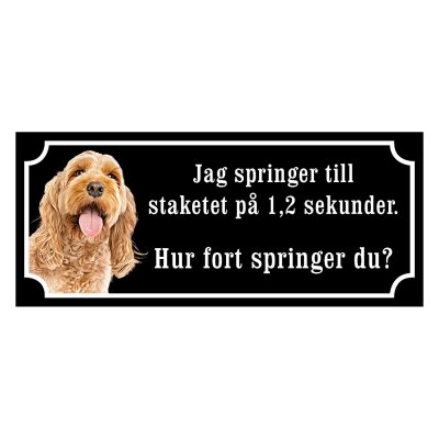 fin skylt cockerpoo gammaldags stil hundskylt emaljskylt hund